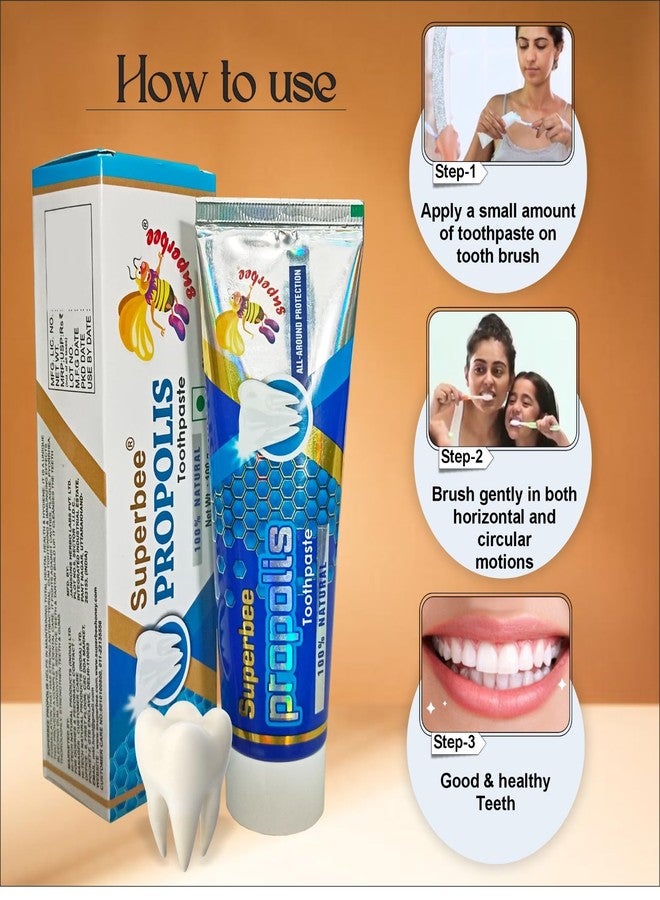 Superbee Propolis Toothpaste, Pack of 6, 100g Each, Natural Herbal Formula with Honey, Fluoride-Free - Image 5